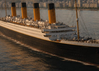 Imagem do Titanic no mar