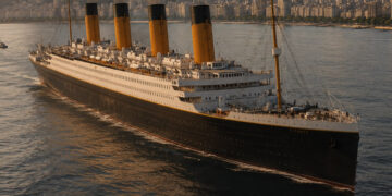 Imagem do Titanic no mar
